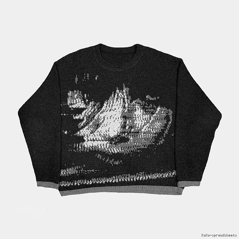 Casual Anime graphic sweater Black Knit Top for Comfortable Styling