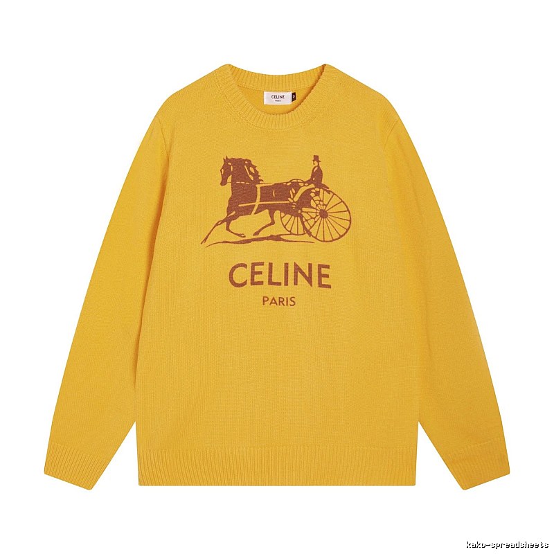 CELINE Yellow Logo Knit Sweater for Travel Packing