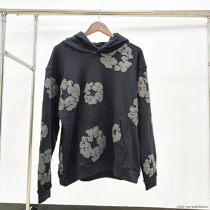 Charcoal Grey Flower Pattern Hoodie