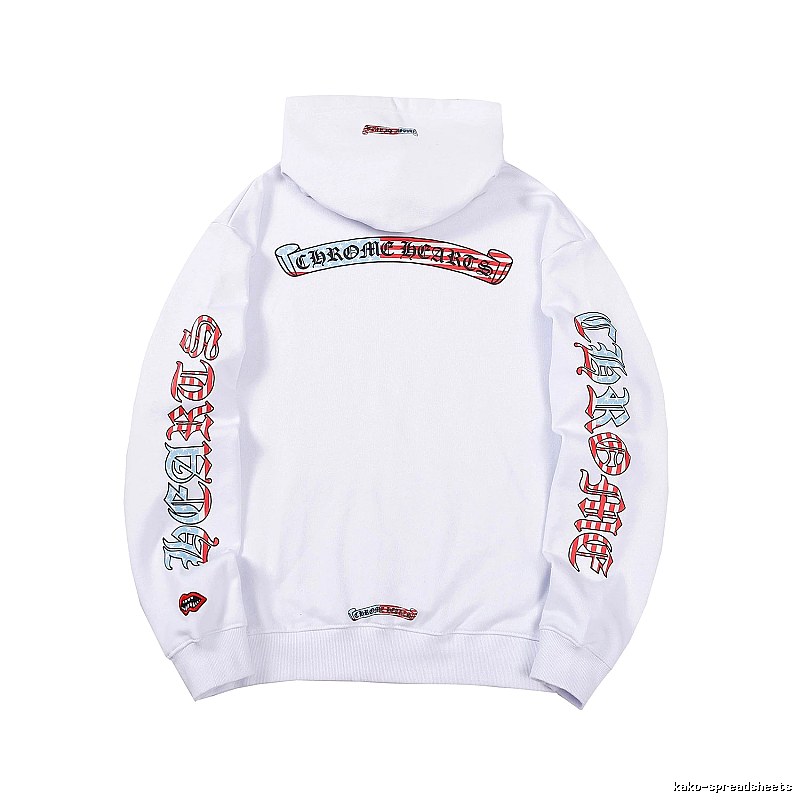Chrome Hearts 2088-78 White Cross Graphic Hoodie Logo Detail