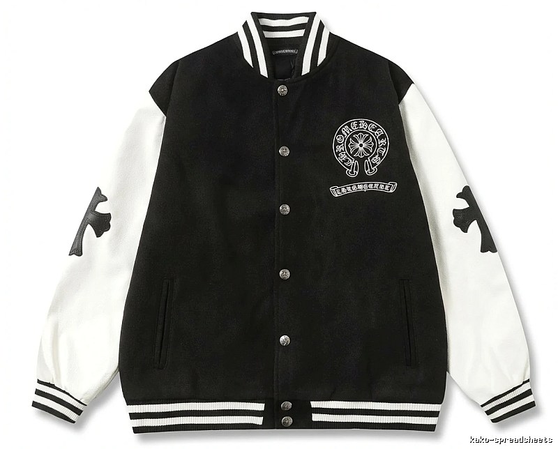Chrome Hearts Cross Black and White Baseball Jacket