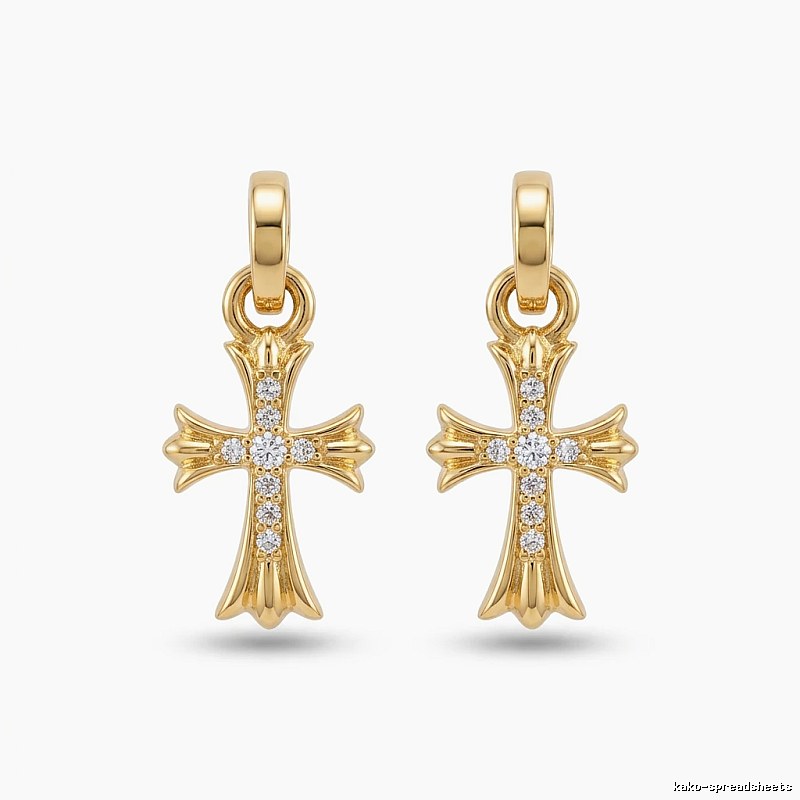 Chrome Hearts Cross Trendy and Cool Style Gold Earrings