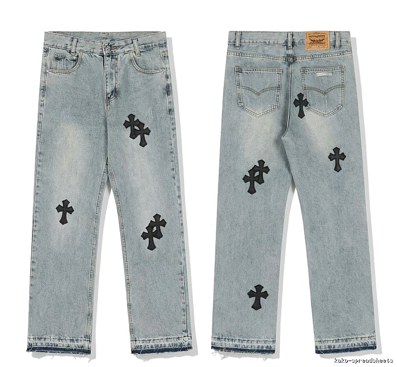Chrome Hearts denim-style light blue jeans