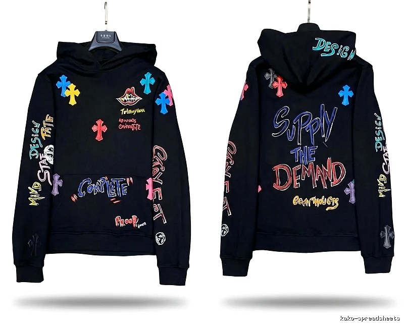 Chrome Hearts Graffiti Trendy Black Hoodie