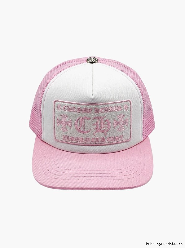 Chrome Hearts Pink and White Patchwork Trendy Hat
