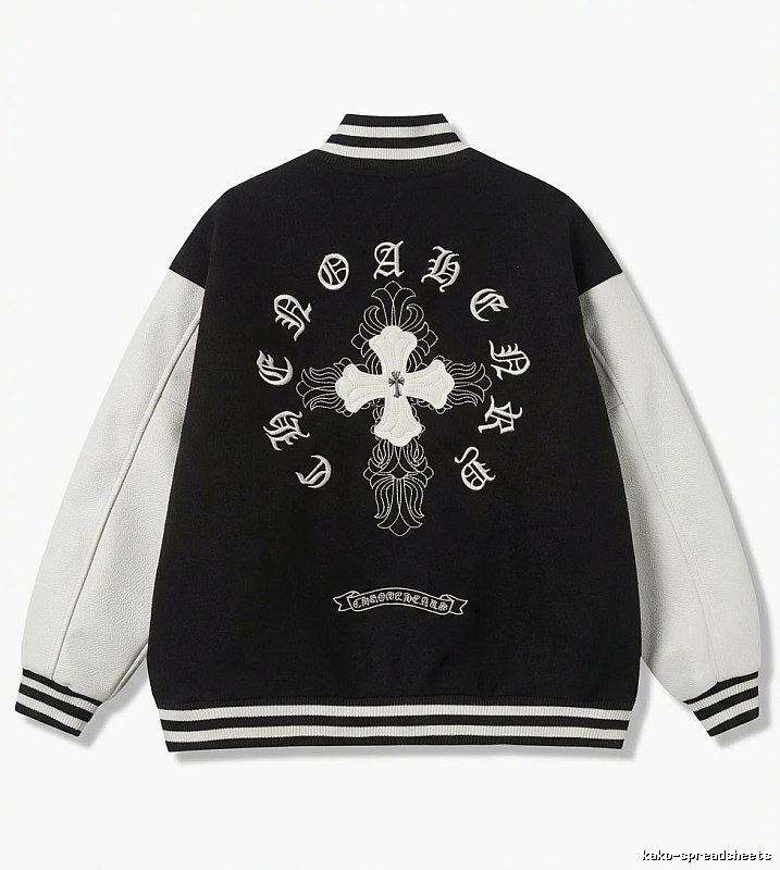 Chrome Hearts retro-style black and white baseball jacket