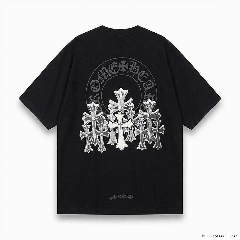 Chrome Hearts Silver Cross Black T - Shirt