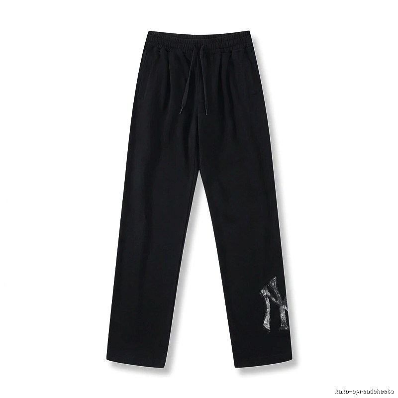 Classic trendy brand black trousers of MLB