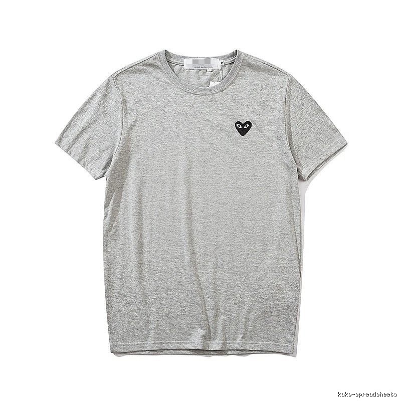 Comme des Garcons PLAY 2021-95 Gray Style 2195 Heart Logo T-Shirt Summer Styling