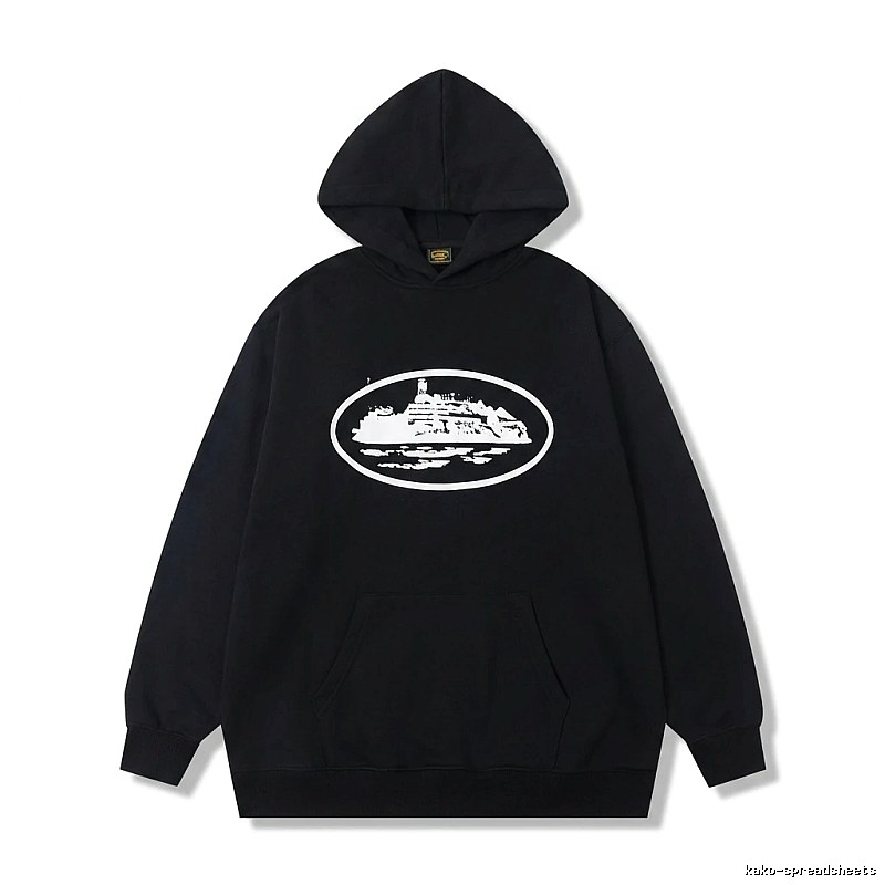 Corteiz black minimalist style hoodie