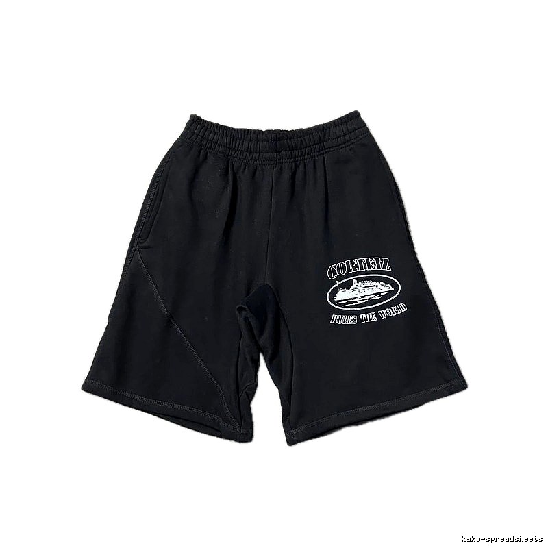 Corteiz retro-style black shorts
