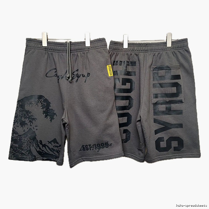 COUGH SYRUP Printed Street Style Grey Shorts