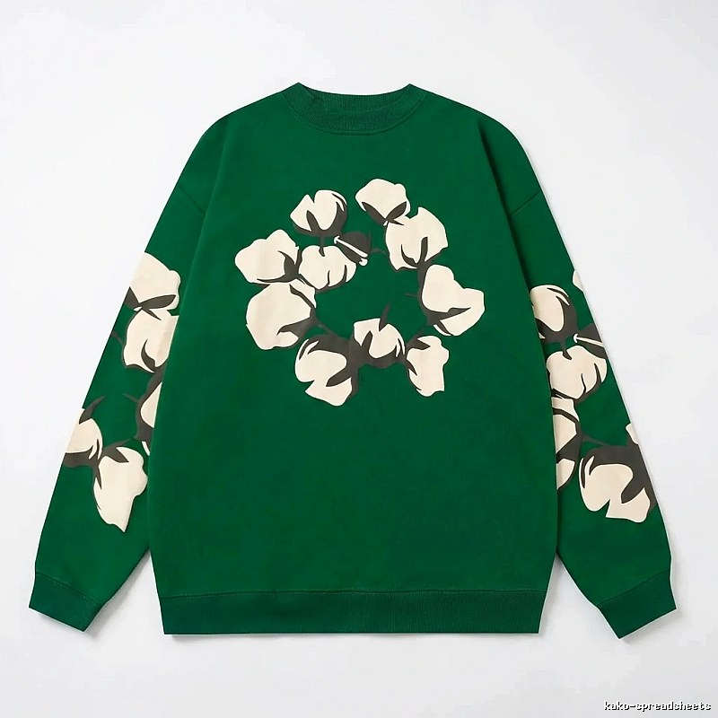 DENIM TEARS Cotton Print Green Sweatshirt