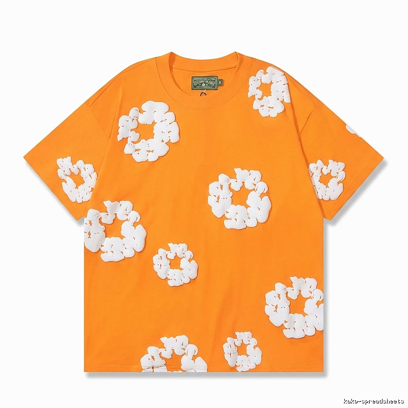 DENIM TEARS Floral Style Orange T-shirt