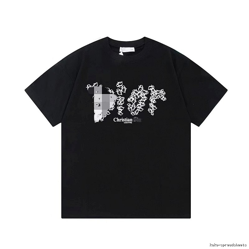 Dior Cool & Trendy Style Printed Black Short-sleeve T-shirt
