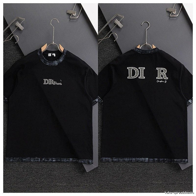 Dior Letter Print Light Luxury Style Black T-Shirt