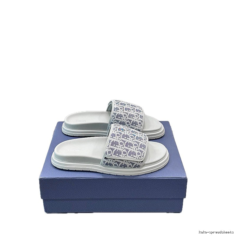 Dior Monogram Light Luxury Style Light Gray Slippers