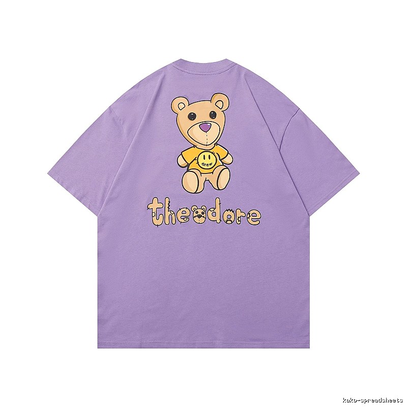 DREW Bear Print Street Style Purple T-shirt