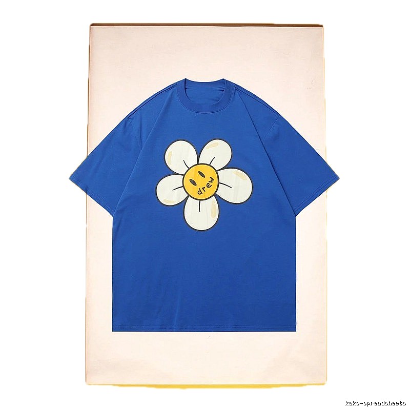 DREW Smiley Face Floral Street Style Blue T-shirt