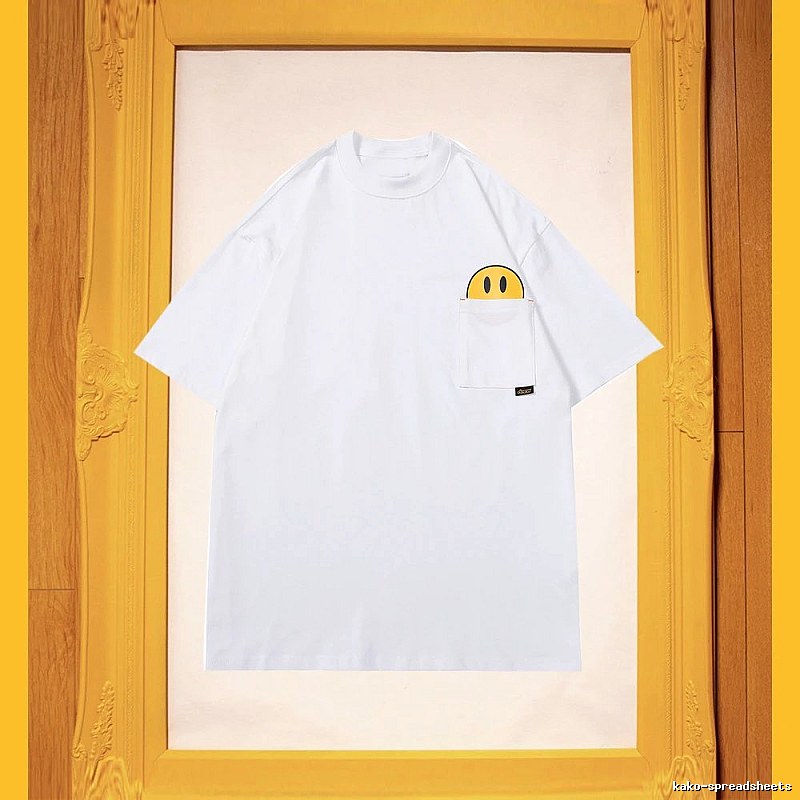 DREW Smiley Face Pocket Street Style White T-Shirt