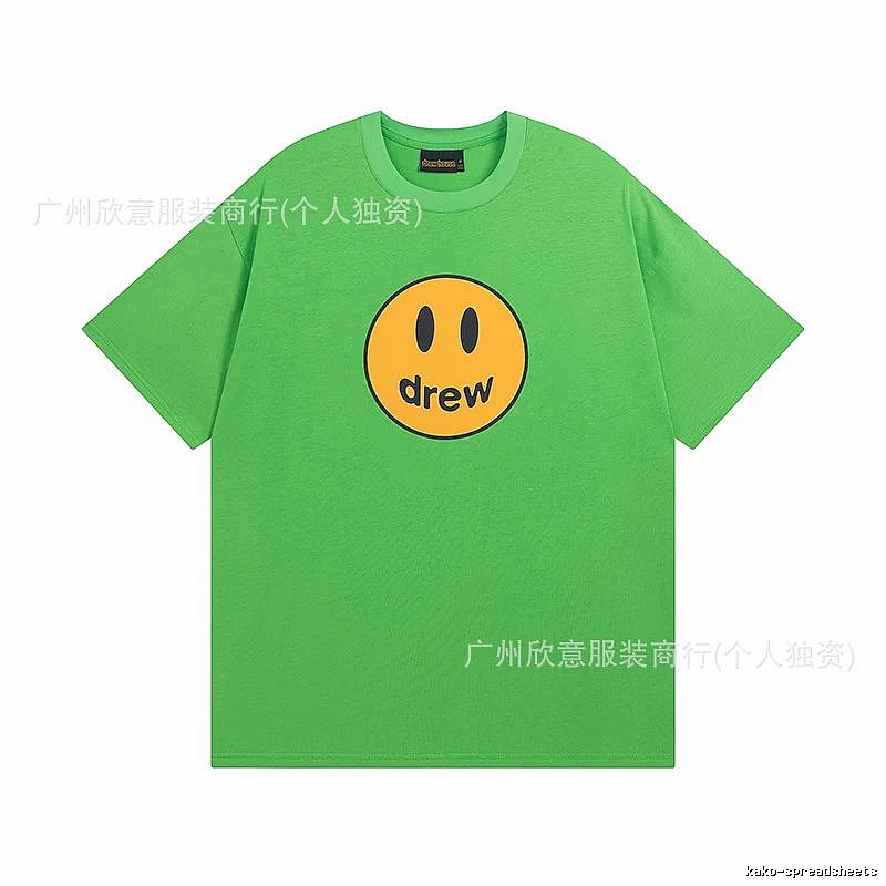 DREW Smiley Face Street Style Green Short Sleeve T-Shirt