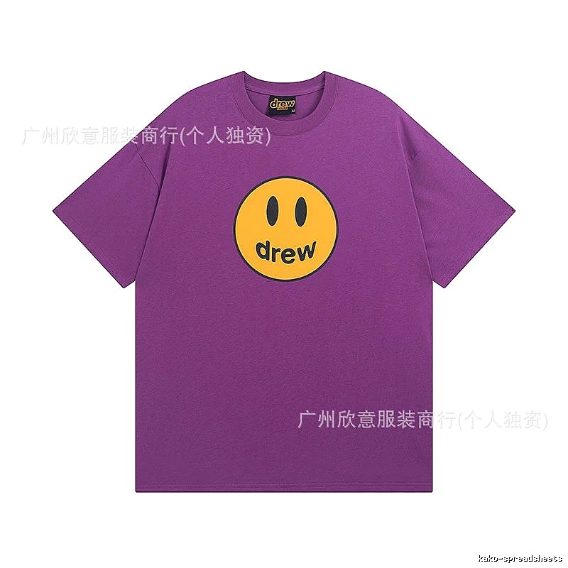 DREW Smiley Face Street Style Purple Short Sleeve T-shirt