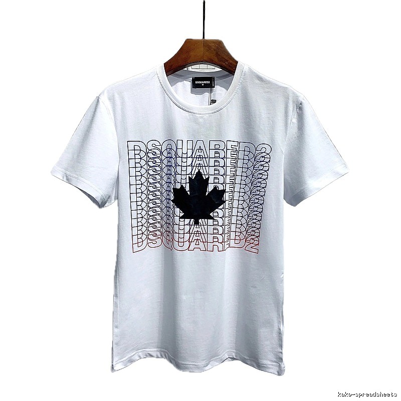 DSQUARED2 Maple Leaf Printed Streetwear White Short-sleeve T-shirt