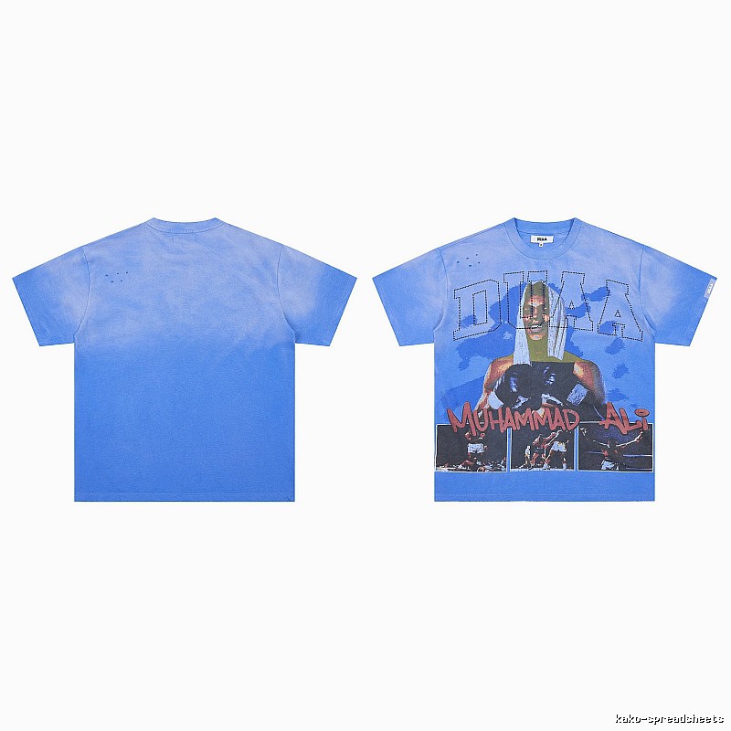 DUAA Ali Print Vintage Style Washed Blue T-shirt