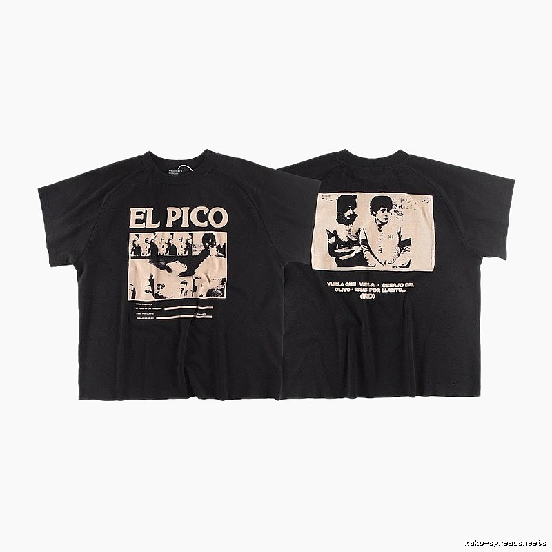 ERD GRJKD ELPICO Vintage Style Black Short Sleeve T-shirt