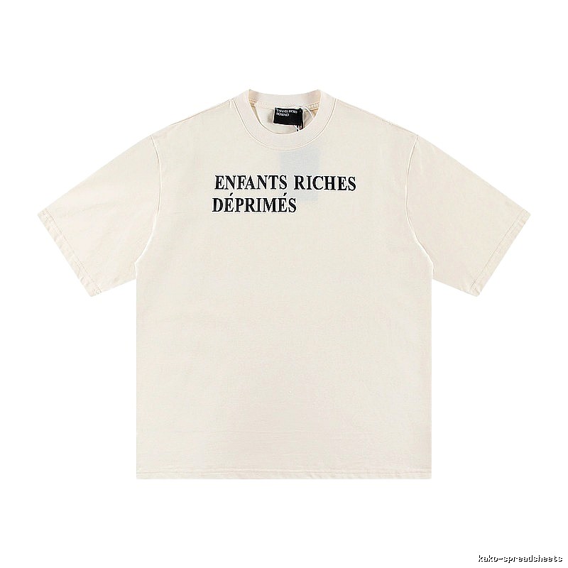ERD Letter Print Minimalist Style Off-white Short-sleeve T-shirt