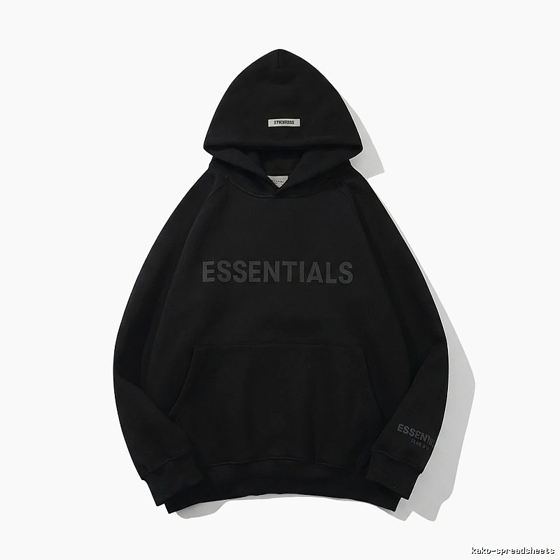 ESSENTIALS minimalist style black hoodie