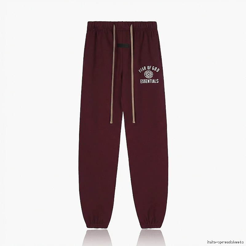 ESSENTIALS Trendy Casual Wine Red Sweatpants