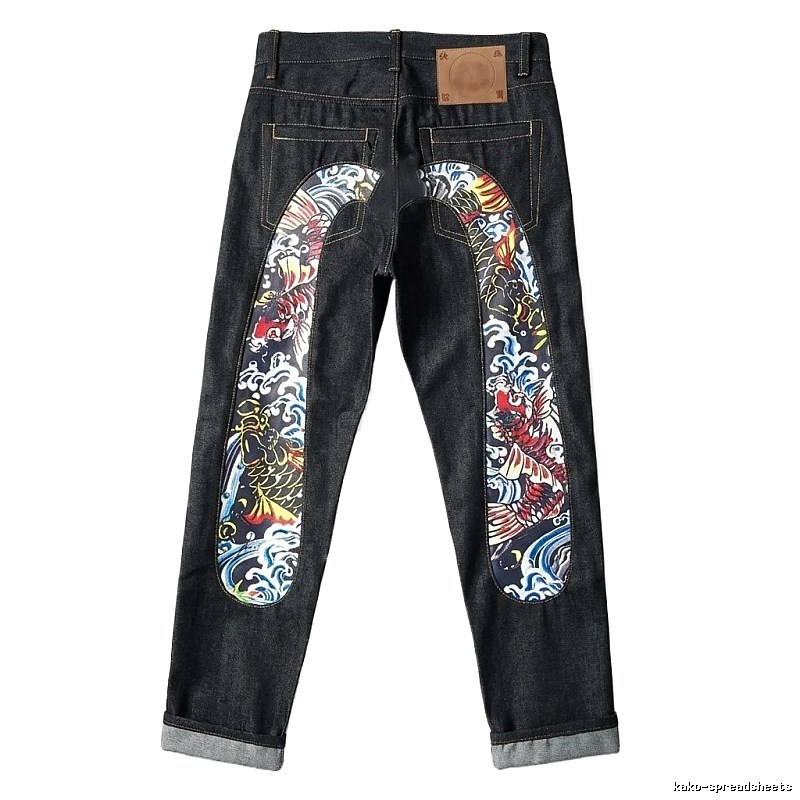 EVISU Koi Carp Trendy Black Jeans
