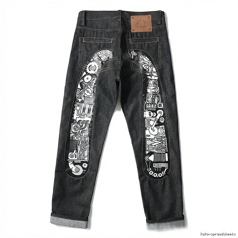 EVISU Mechanical Style Black Jeans