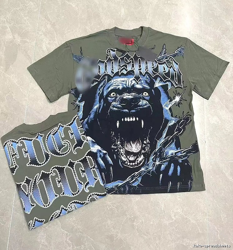 GOD Vicious Dog Series Gothic Style Army Green T-shirt