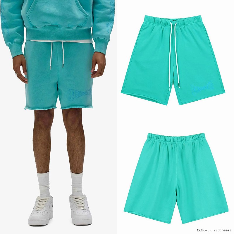 Godspeed Embroidered Street Style Lake Blue Casual Shorts