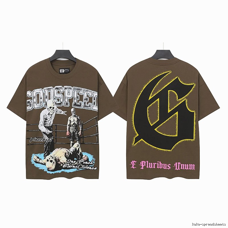Godspeed Skull Boxing Street Style Brown T-shirt