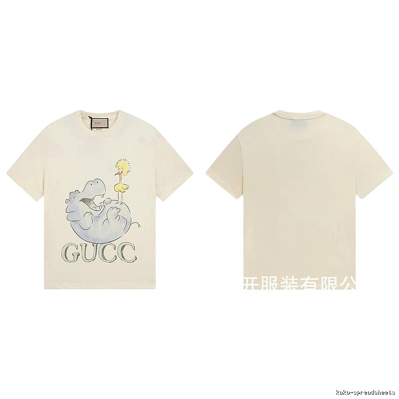 Gucci Cartoon Hippo Casual Off-white T-shirt