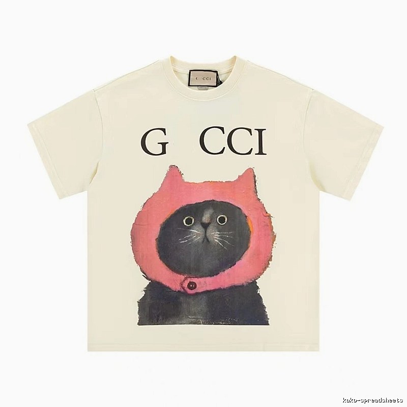 Gucci Cat Print Casual Off-white T-Shirt