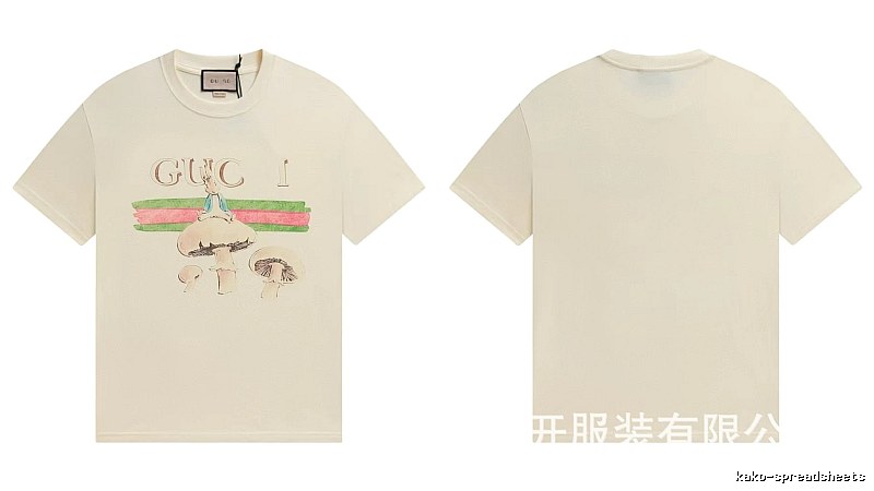 Gucci Co-branded Retro Style Off-white Printed T-Shirt