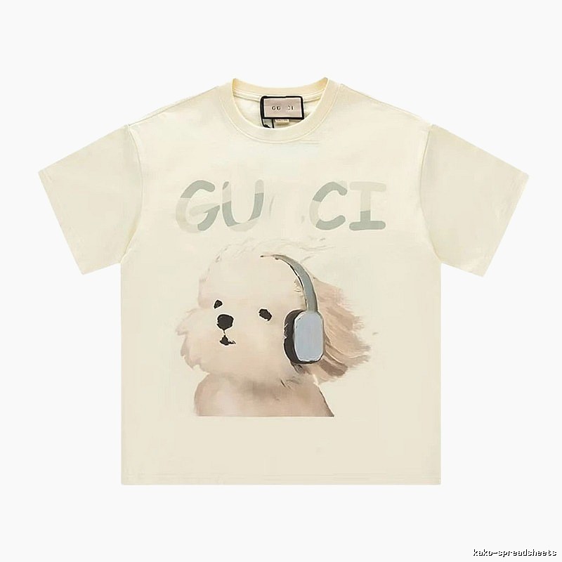 Gucci Dog Print Casual Style Off-white T-shirt