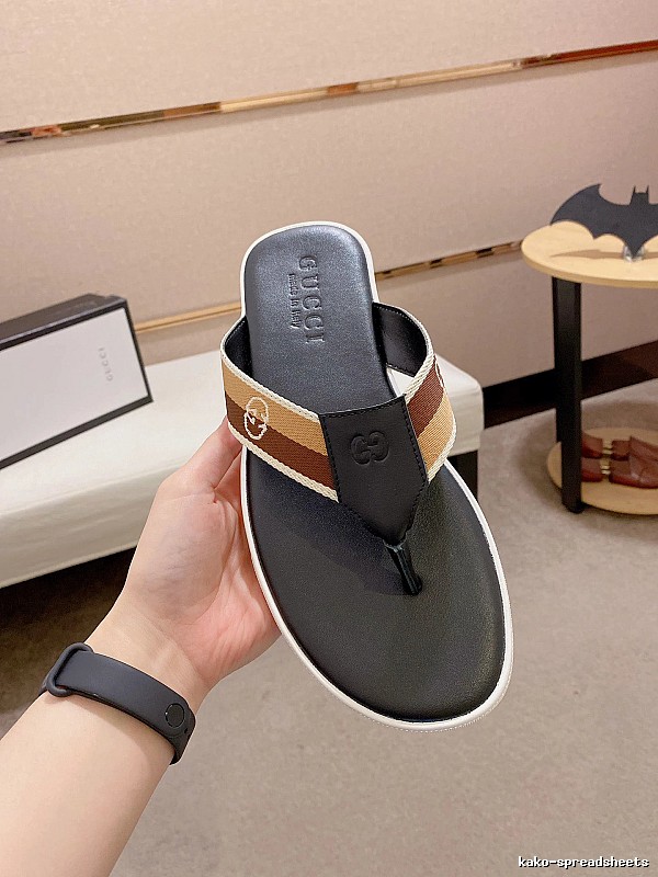 Gucci Double G Series Casual Style Black and Brown Flip-Flops