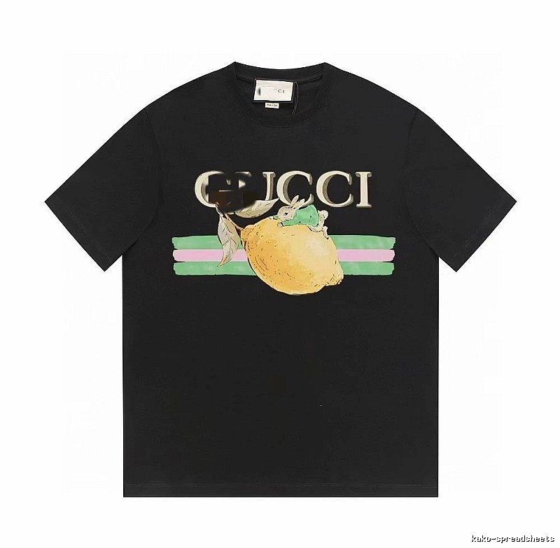 Gucci Lemon Print Casual Style Black T-shirt