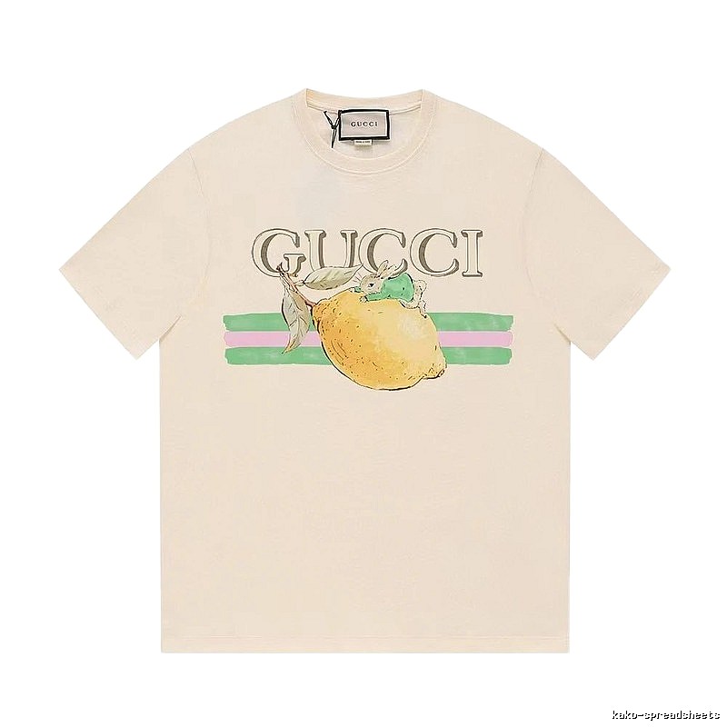 Gucci Lemon Print Casual Style Off-white Short-sleeve T-shirt