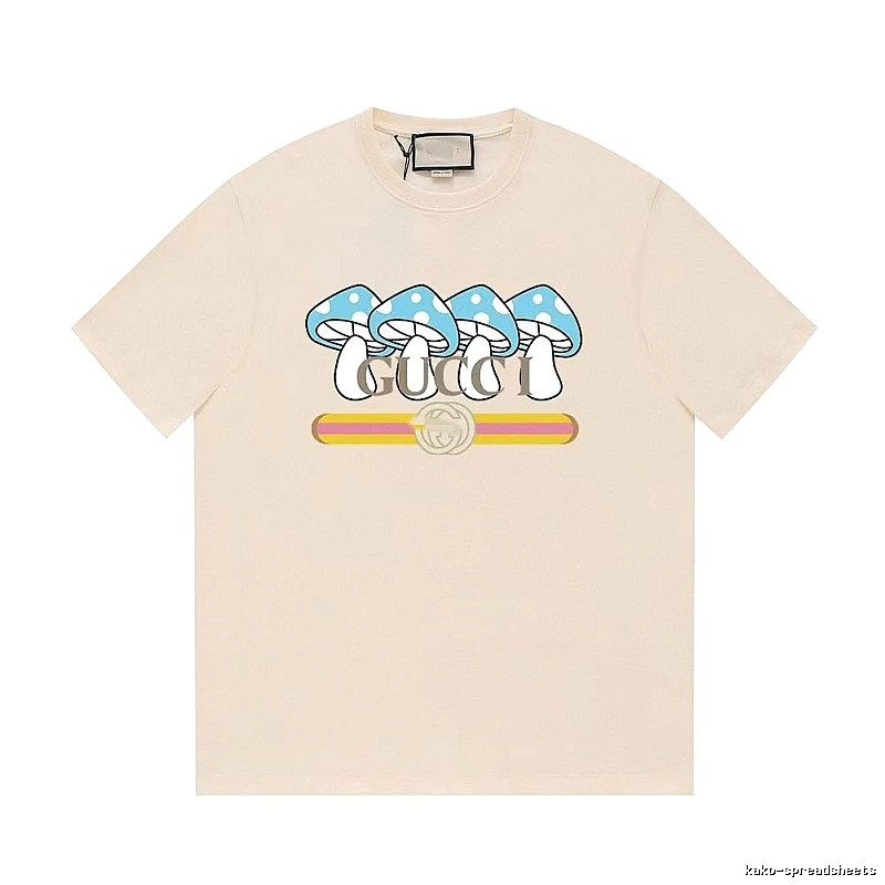 Gucci Mushroom Print Casual Style Off-white T-shirt