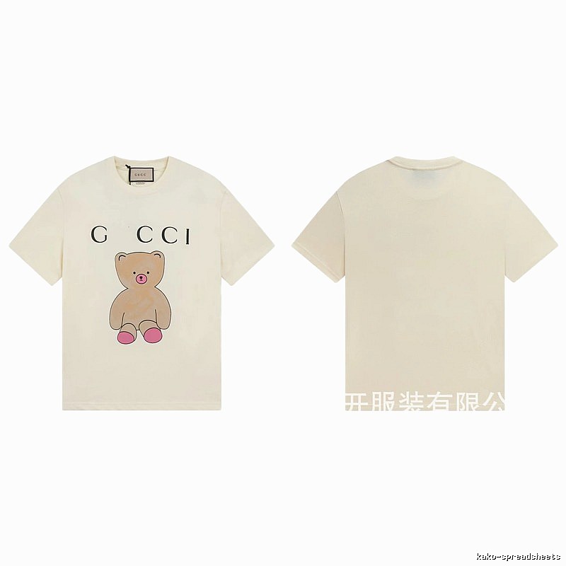 Gucci Teddy Bear Print Casual Style Off-White T-Shirt