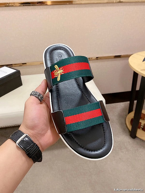 Gucci Vintage Little Bee Red and Green Color-blocked Slide Sandals