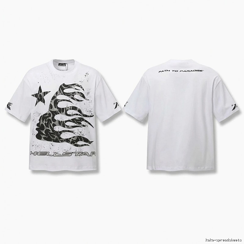 Hellstar Flame Print Style White T-shirt