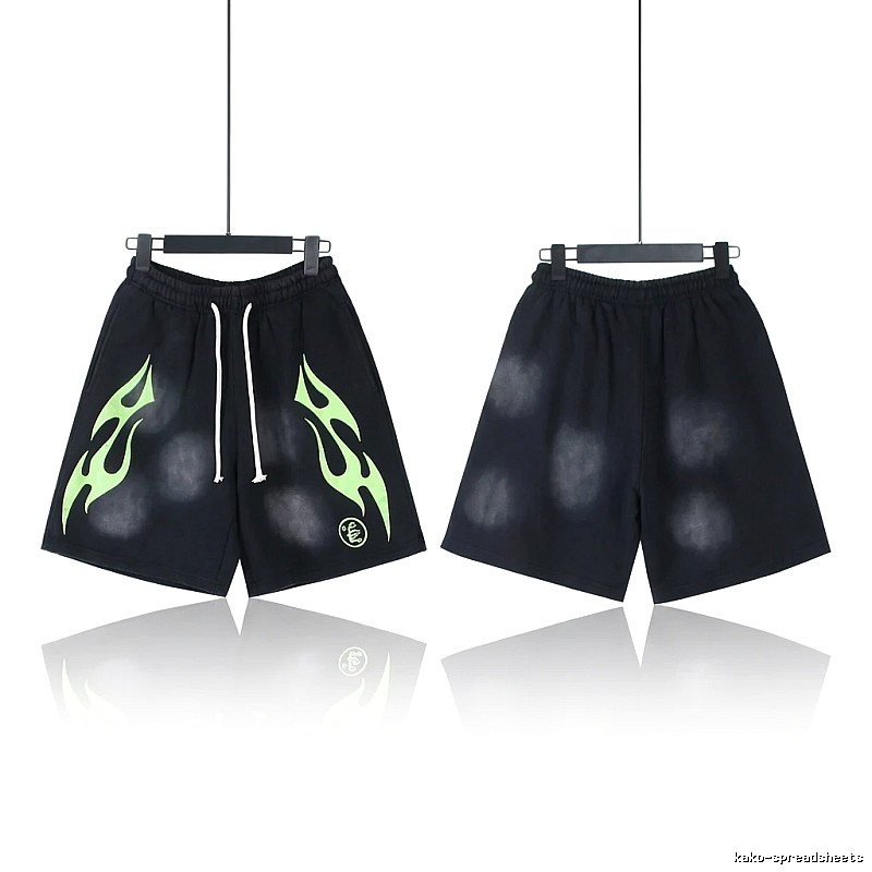 Hellstar Flame Wind Black Shorts