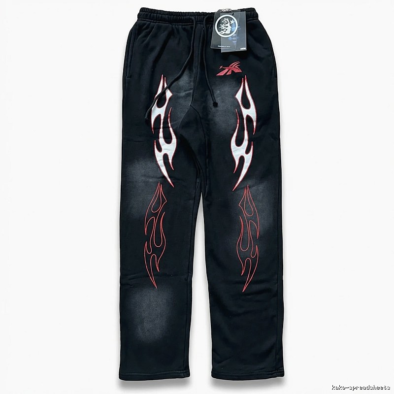 Hellstar Flame Wind Black Sweatpants
